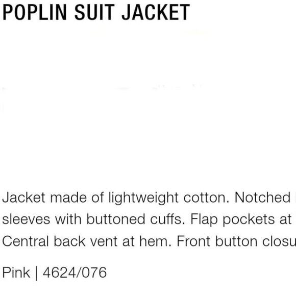 ZARA POPLIN SUIT JACKET SS22 PINK | 4624/076 $145 - Picture 3 of 3